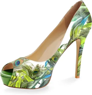 Womens Platform High Stiletto Sandals Heels Pumps Multicolor Floral Printed Peep Toe Sexy Shoes