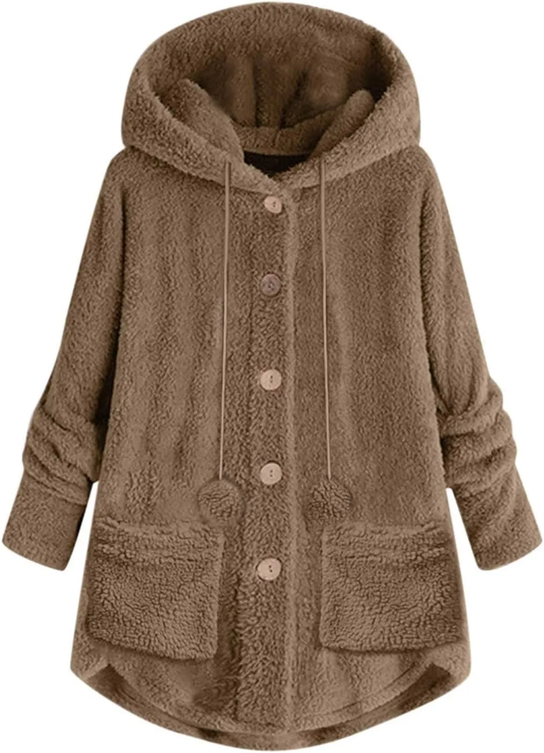 Womens Sherpa Jackets Dressy Casual Loose Soft Button Down Fleece Pullover Tops Oversized Hooded Loungewear
