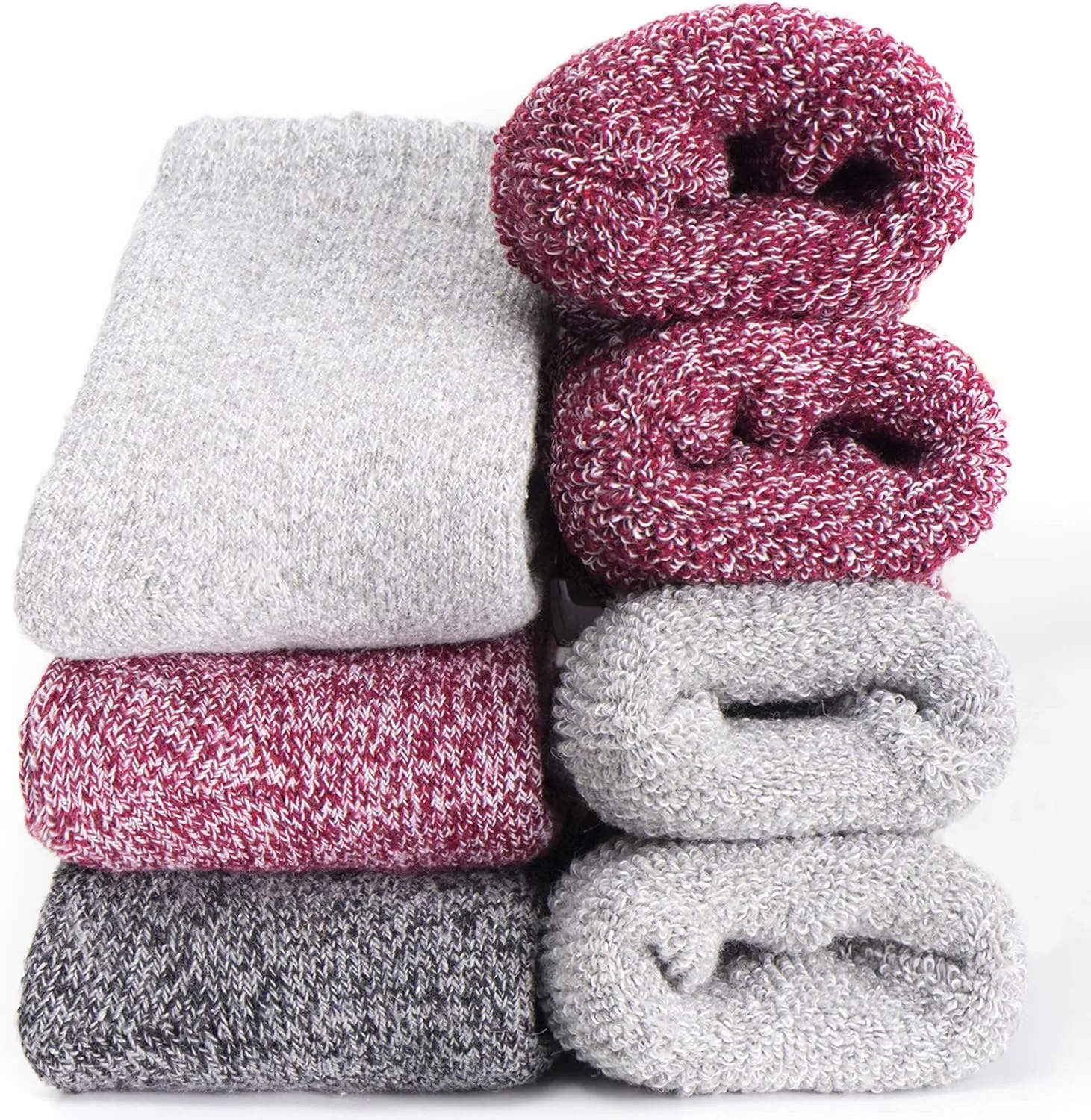 Womens Super Thick Wool Socks - Soft Warm Comfort Casual Crew Winter Socks (Pack of 3-5), Multicolor