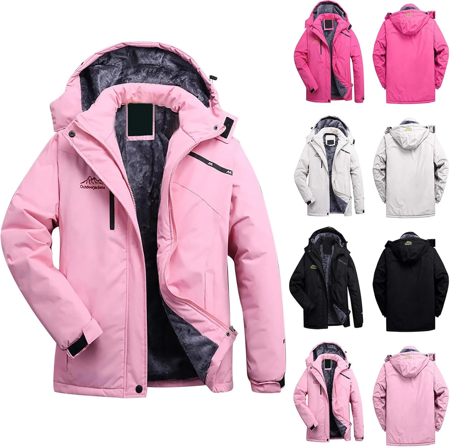 Women's Waterproof Ski Jacket Fleece Lined Parka Coat Mountain Windbreaker Warm Winter Snow Coat Outdoor Hooded Jacket