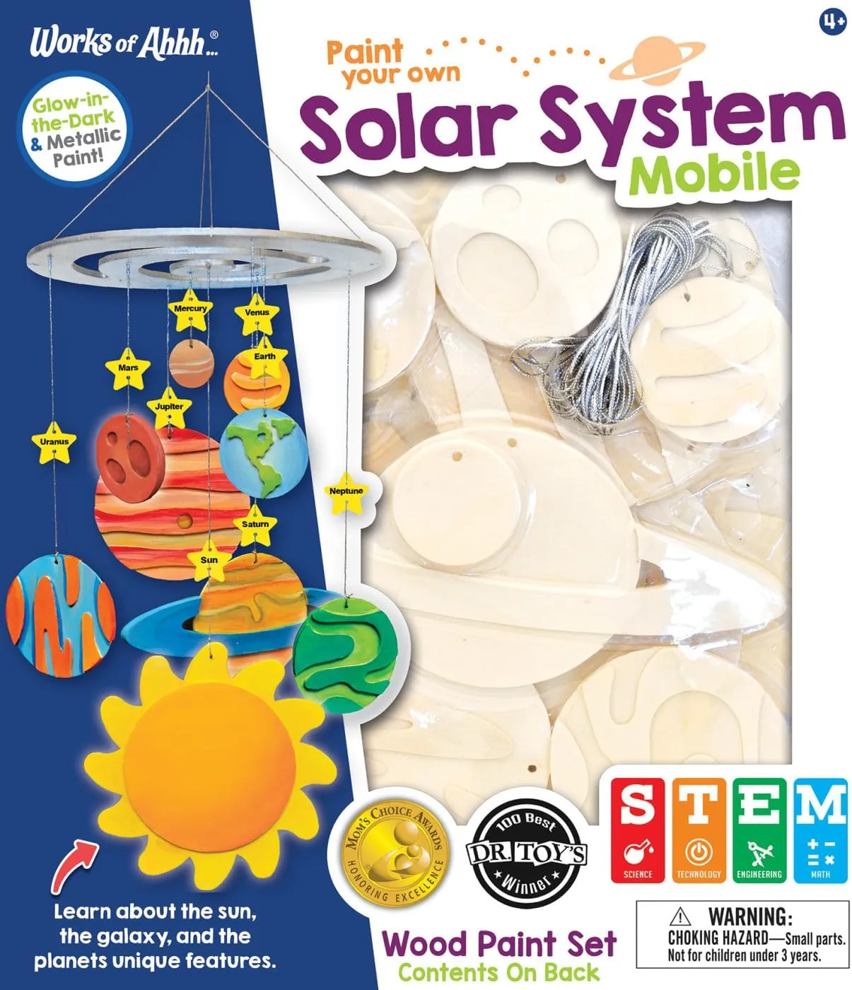 Works of Ahhh... Craft Set - Solar System Mobile Classic Wood Paint Kit