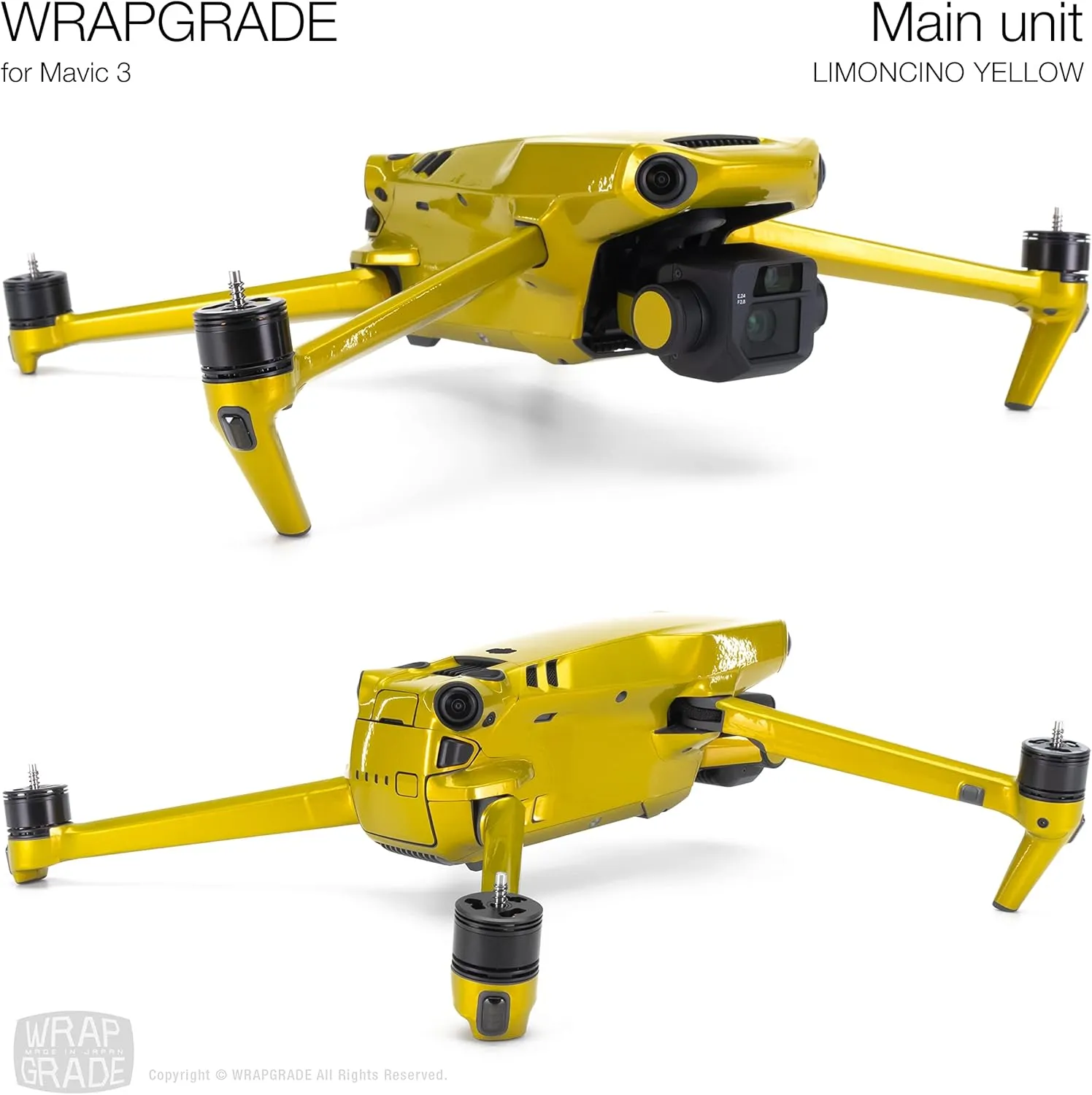 WRAPGRADE Full Skin Stickers for DJI Mavic 3 / Mavic 3 Classic (LIMONCINO Yellow)