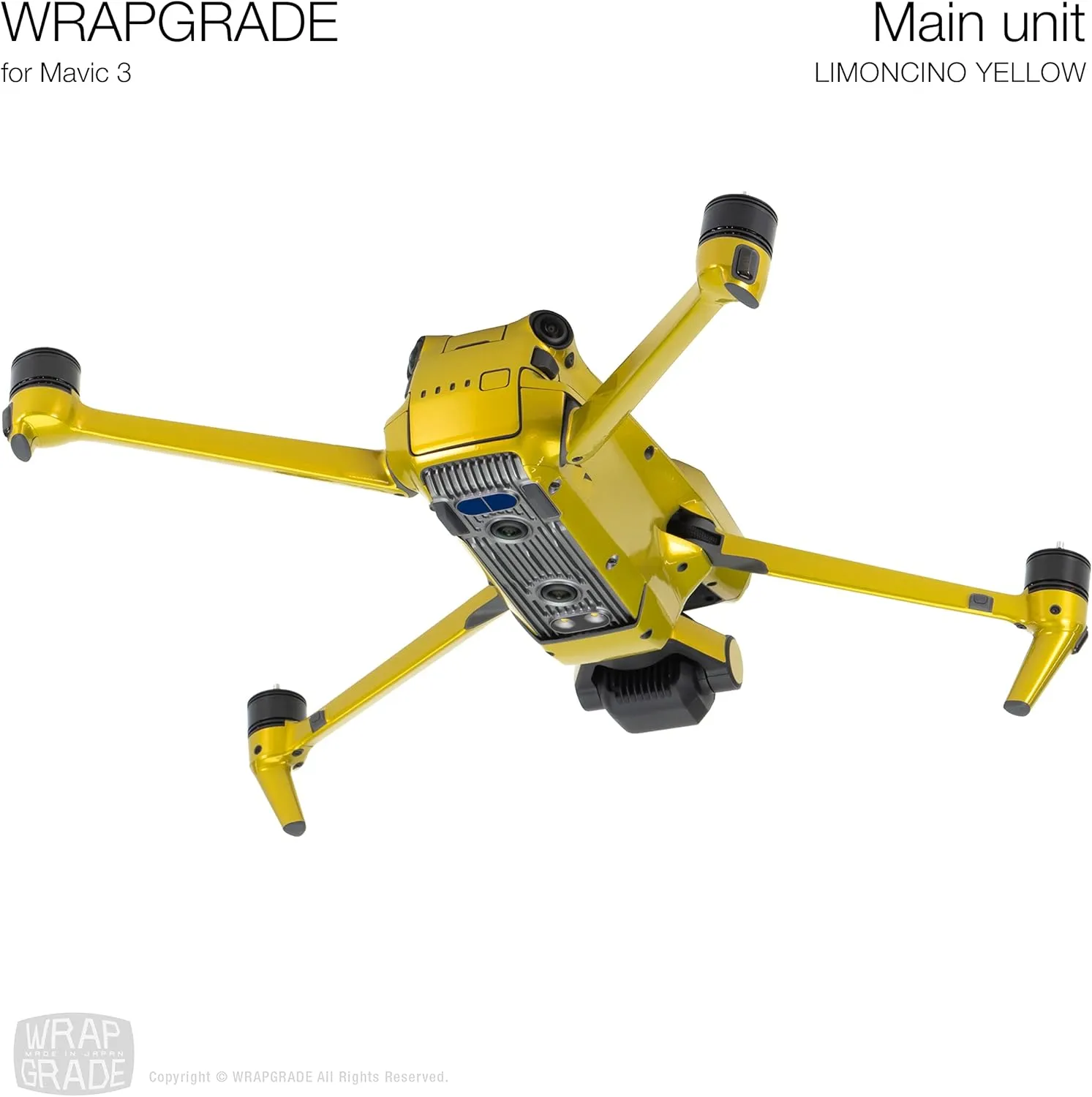 WRAPGRADE Full Skin Stickers for DJI Mavic 3 / Mavic 3 Classic (LIMONCINO Yellow)