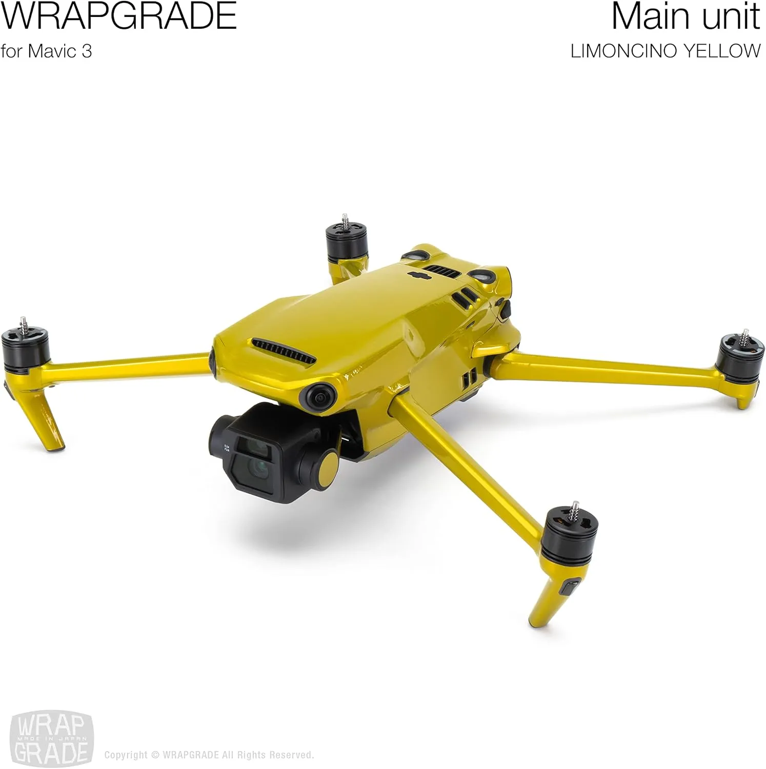 WRAPGRADE Full Skin Stickers for DJI Mavic 3 / Mavic 3 Classic (LIMONCINO Yellow)