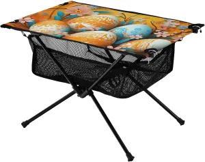 xigua Easter Colored Eggs Folding Camping Table,Portable Camp Table with Carry Bag Beach Table Folding Table for Picnic, Camp,Party,Travel173