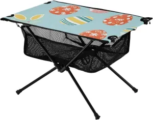 xigua Easter Colored Eggs Folding Camping Table,Portable Camp Table with Carry Bag Beach Table Folding Table for Picnic, Camp,Party,Travel182