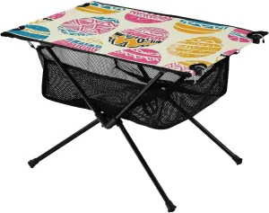 xigua Easter Colored Eggs Folding Camping Table,Portable Camp Table with Carry Bag Beach Table Folding Table for Picnic, Camp,Party,Travel186