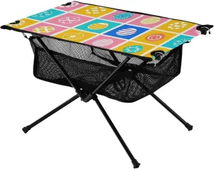xigua Easter Colored Eggs Folding Camping Table,Portable Camp Table with Carry Bag Beach Table Folding Table for Picnic, Camp,Party,Travel200