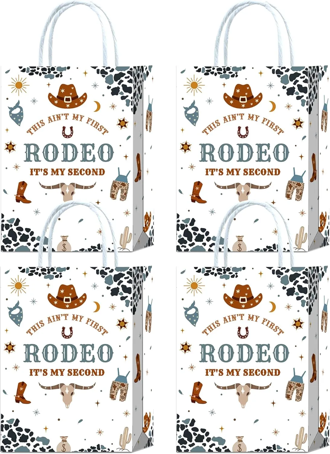 YanZonic This Ain't My First Rodeo Its My Second Birthday Decorations Boy - 16 Pcs Cowboy Party Bags, My Second Rodeo Party, Cowboy Goodie Candy Party Bags, Cowboy Party Decorations for Casual