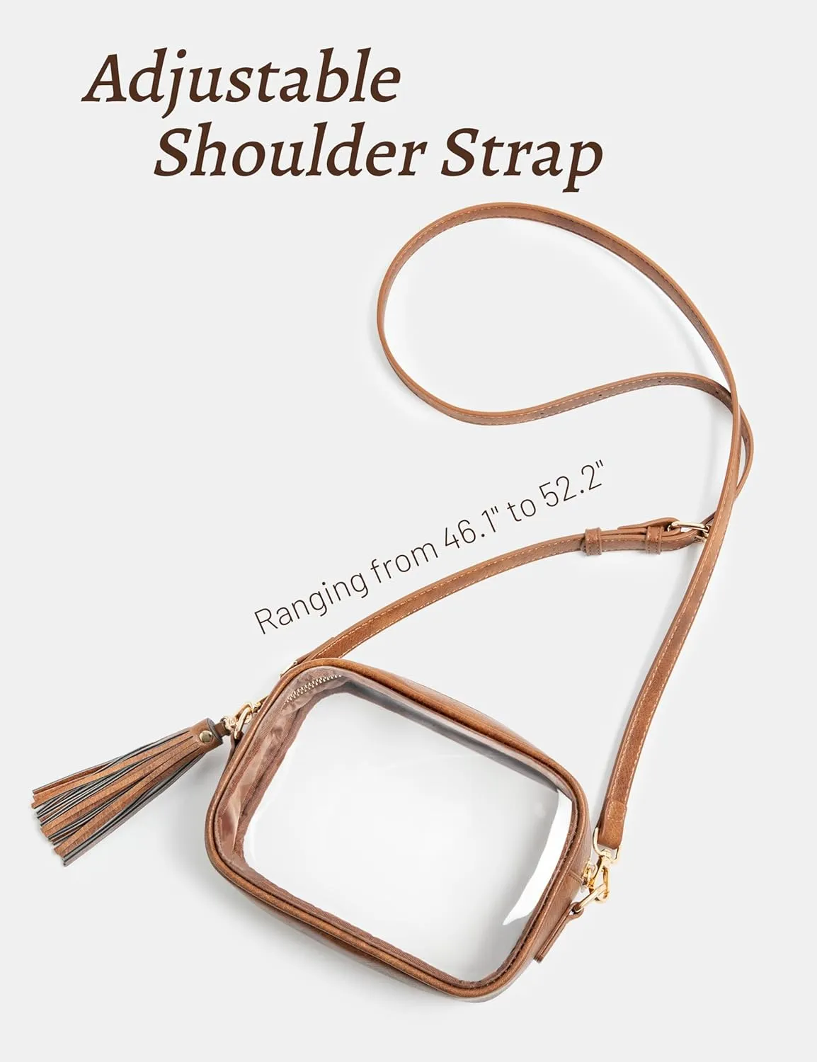 Yarnic Stadium Approved PVC Crossbody Purse - Small Clear Bag with Adjustable Shoulder Strap