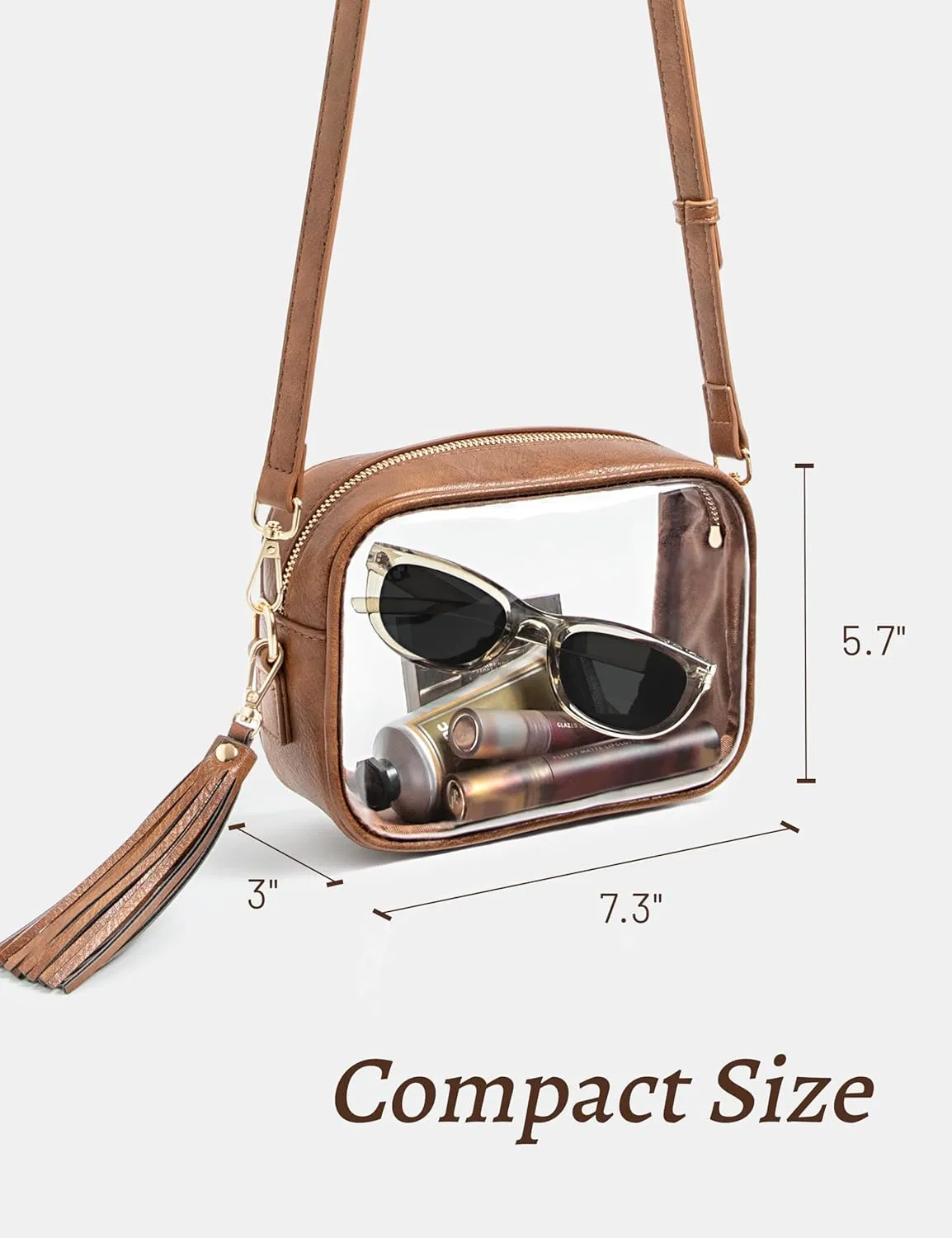 Yarnic Stadium Approved PVC Crossbody Purse - Small Clear Bag with Adjustable Shoulder Strap