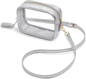 Yarnic Stadium Approved PVC Crossbody Purse - Small Clear Bag with Adjustable Shoulder Strap