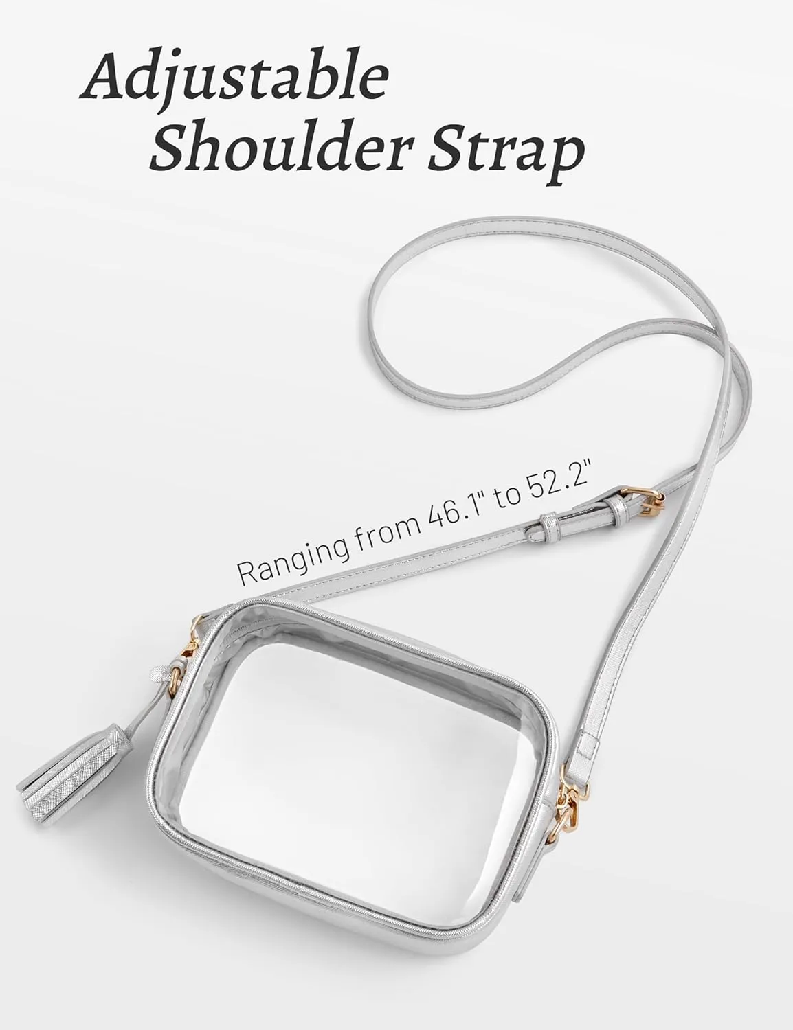Yarnic Stadium Approved PVC Crossbody Purse - Small Clear Bag with Adjustable Shoulder Strap