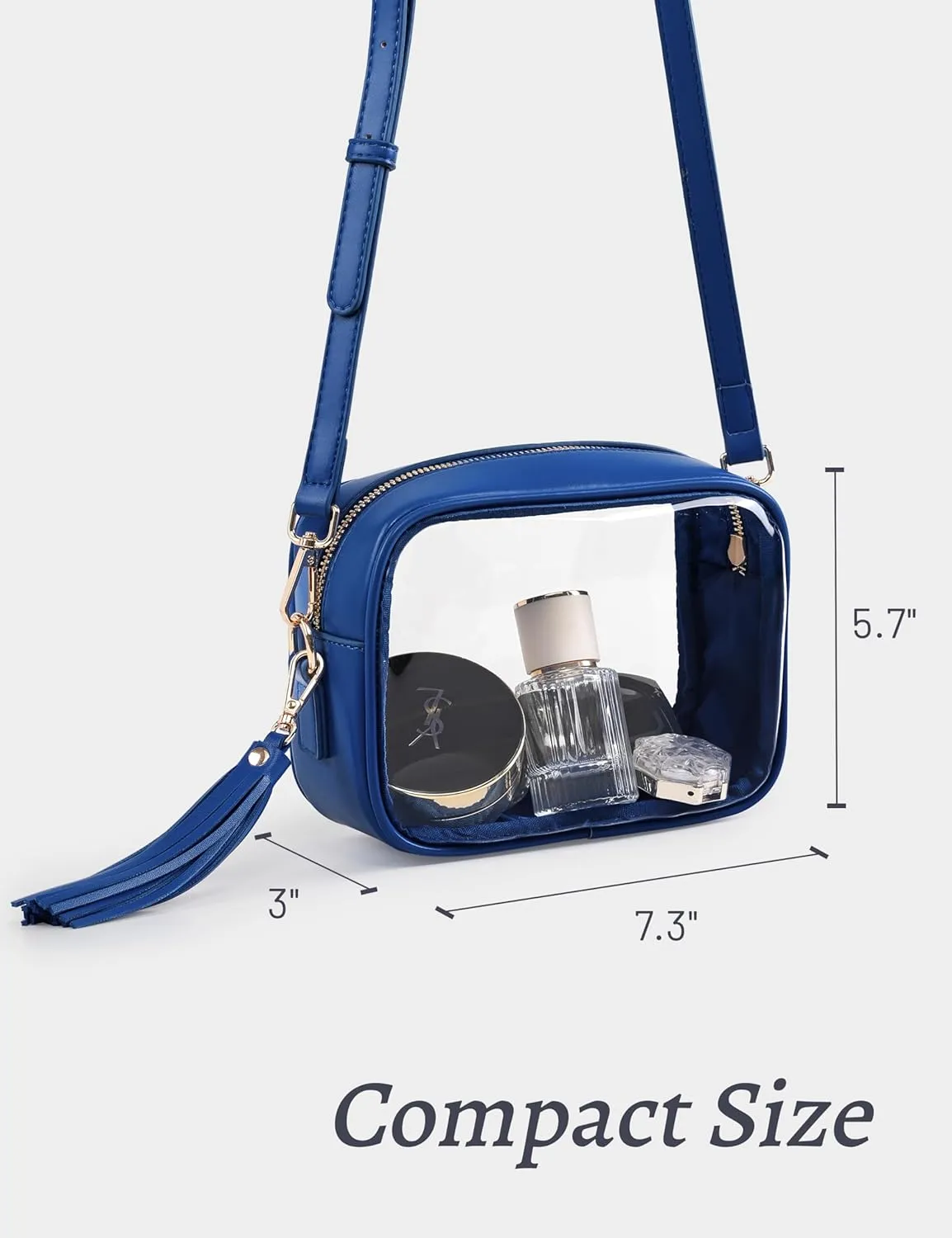 Yarnic Stadium Approved PVC Crossbody Purse - Small Clear Bag with Adjustable Shoulder Strap