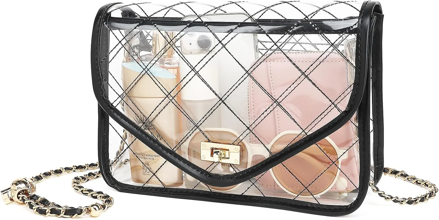 YGR Clear Bag for Stadium Events Clear Purse for Women Quilted PVC Clear Crossbody Bag Stadium Approved for Concerts
