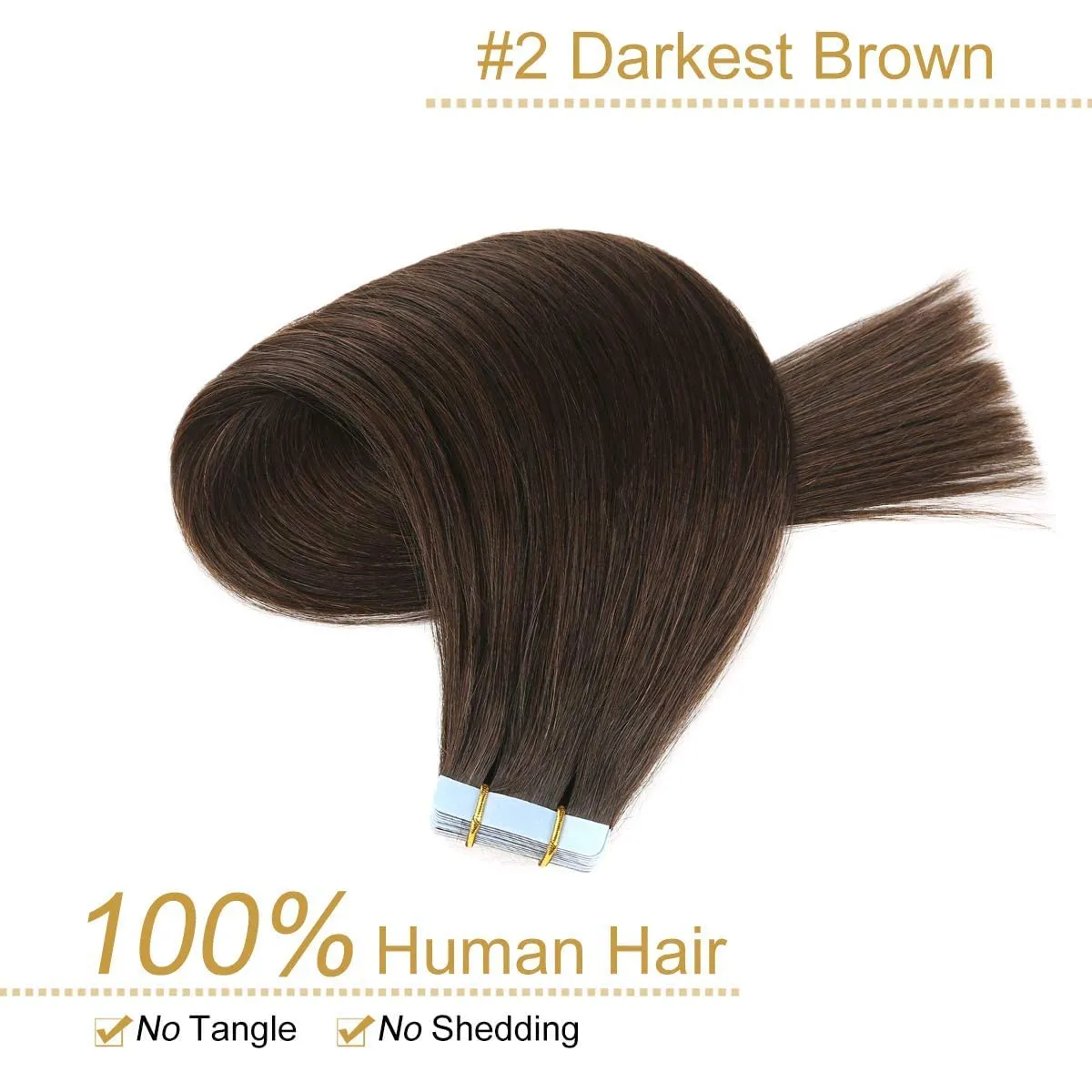 YILITE Brown Tape in Hair Extensions Human Hair,#2 Darkest Brown Tape ins, Silky Straight Tape in Human Hair Extensions 20pcs 50g 18 inch,Hair Extensions Tape in(18inch #2 Dark Brown)