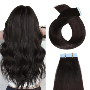 YILITE Remy Human Hair Tape in Extensions - 14 Inch, 40g, 20pcs, Straight, Natural Black 1B