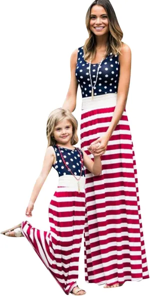 YMING Mommy and Daughter Matching Dresses Parent Child Sleeveless Outfits Floral Printed Dress