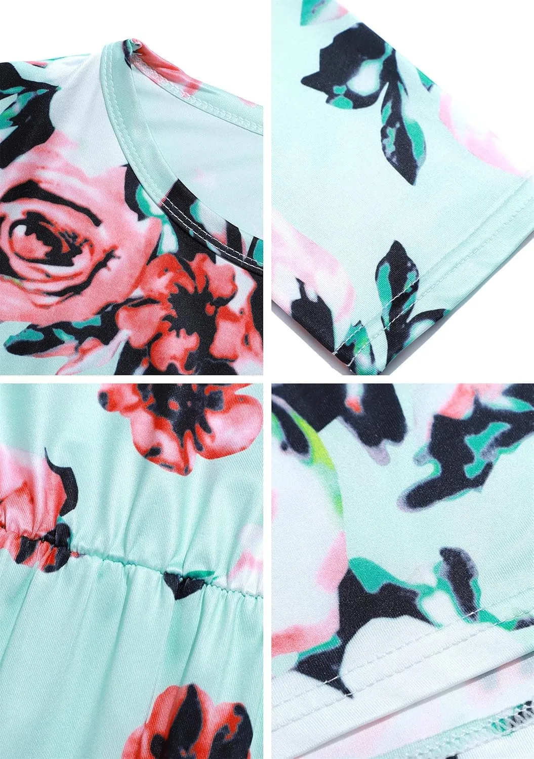 YMING Mommy and Daughter Matching Dresses Parent Child Sleeveless Outfits Floral Printed Dress