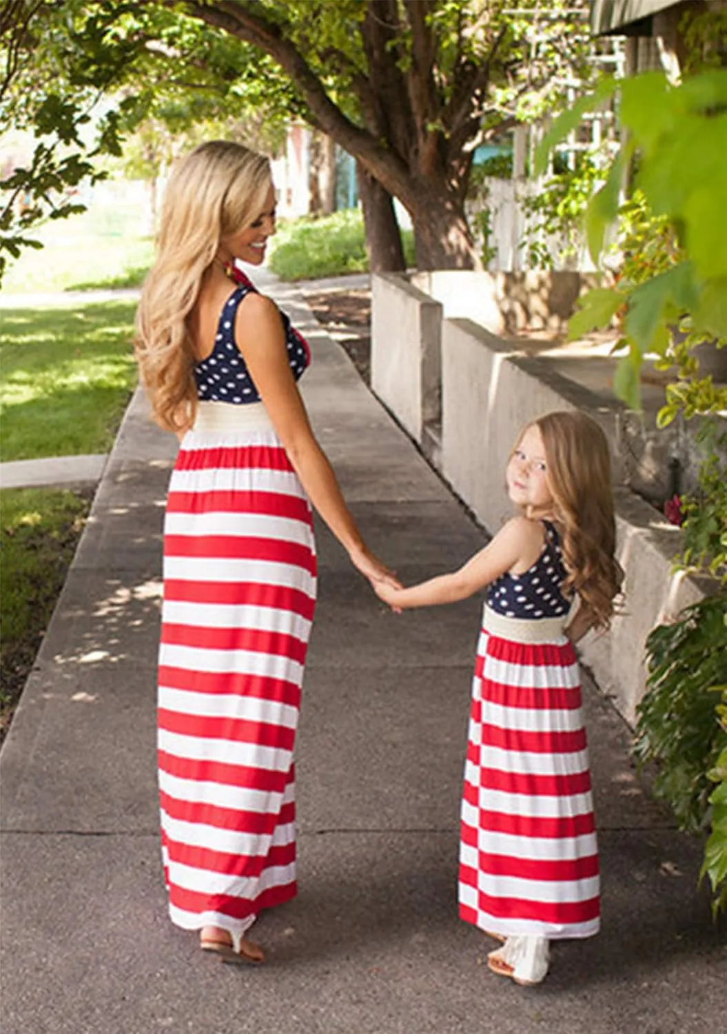 YMING Mommy and Daughter Matching Dresses Parent Child Sleeveless Outfits Floral Printed Dress