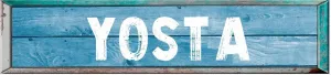 YOSTA 4"x18" Rectangle Blue Colored Weathered Painted Look Novelty décor Composite Aluminum Beach Cottage Sign.