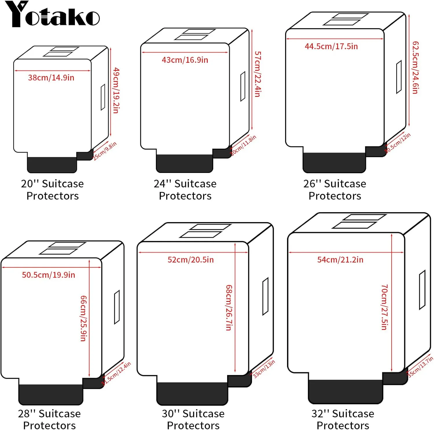 Yotako Clear PVC Suitcase Cover Protectors 30 Inch Luggage Cover Protectors for Wheeled Suitcase 30''