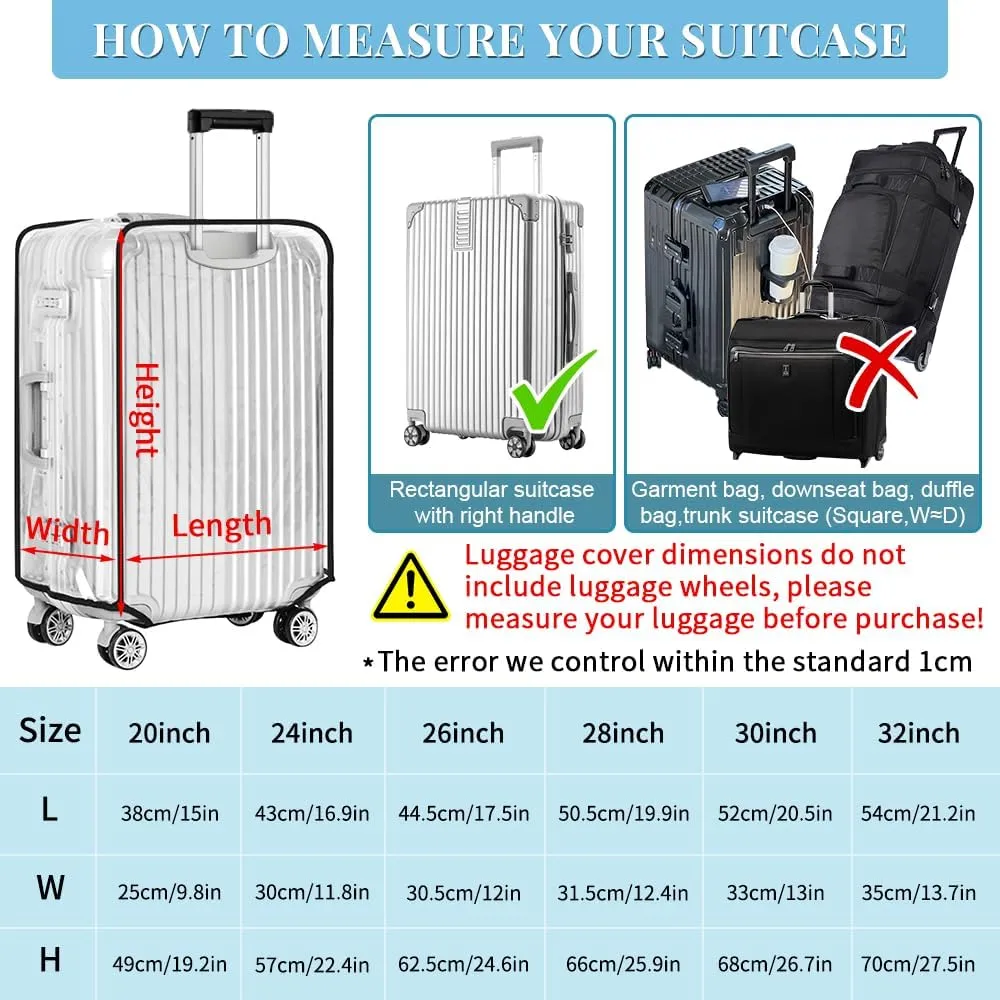 Yotako Clear PVC Suitcase Cover Protectors 30 Inch Luggage Cover Protectors for Wheeled Suitcase 30''