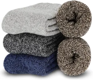 YQHMT 3Pack Mens Super Thick Wool Warm Socks Gifts Soft Casual Knit Winter Crew Socks Stocking Stuffers, Christmas Gift