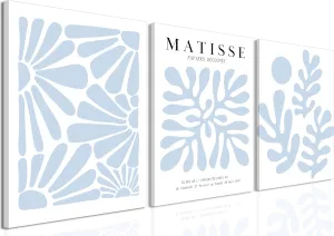 yulihaz Matisse Flower Wall Art Abstract Minimalist Light Blue Henri Matisse Canvas Posters Prints Aesthetic Pictures Wall Decor Gallery Home Decoration for Bedroom Living Room Framed 12x16 inch
