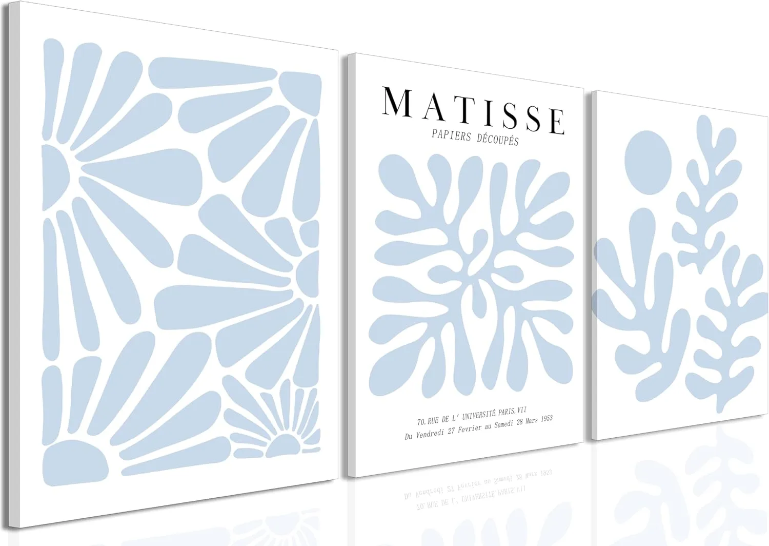 yulihaz Matisse Flower Wall Art Abstract Minimalist Light Blue Henri Matisse Canvas Posters Prints Aesthetic Pictures Wall Decor Gallery Home Decoration for Bedroom Living Room Framed 12x16 inch