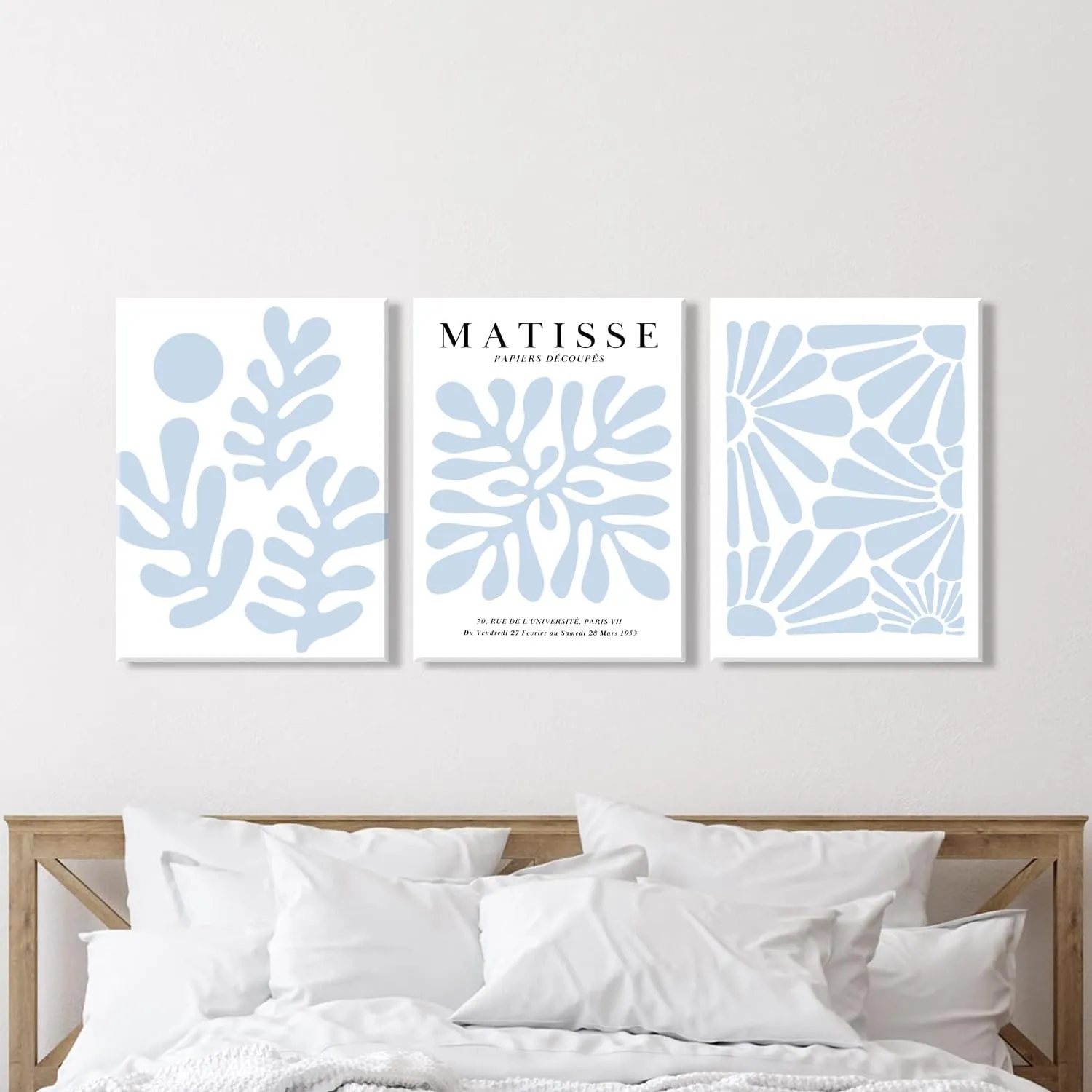 yulihaz Matisse Flower Wall Art Abstract Minimalist Light Blue Henri Matisse Canvas Posters Prints Aesthetic Pictures Wall Decor Gallery Home Decoration for Bedroom Living Room Framed 12x16 inch