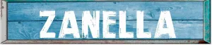ZANELLA 4"x18" Rectangle Blue Colored Weathered Painted Look Novelty décor Composite Aluminum Beach Cottage Sign.