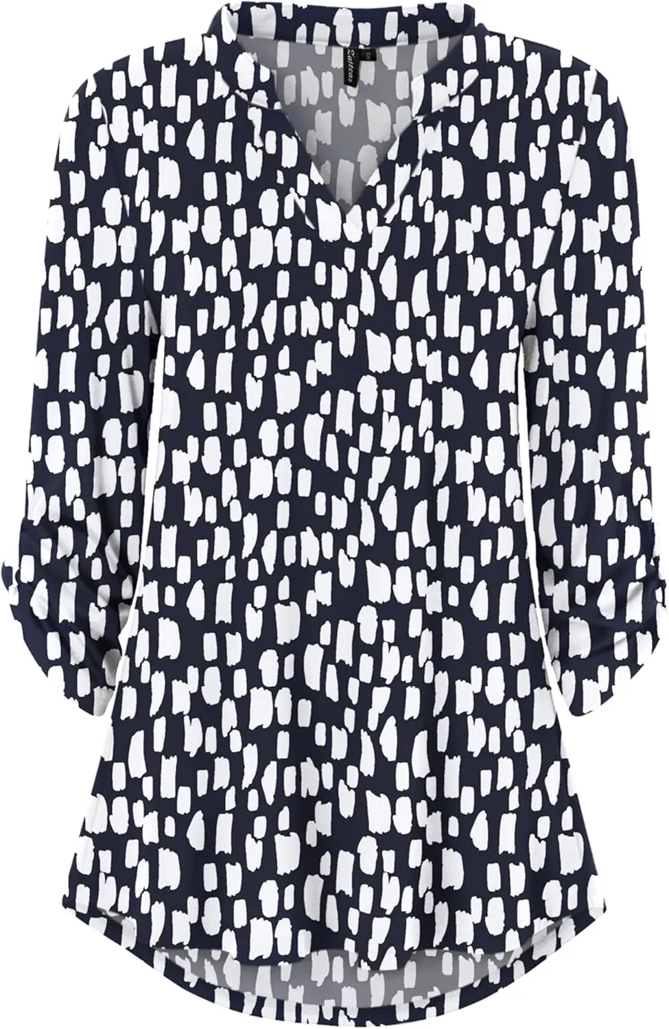Zattcas Womens Floral Printed Tunic Shirts 3/4 Roll Sleeve Notch Neck Tunic Top