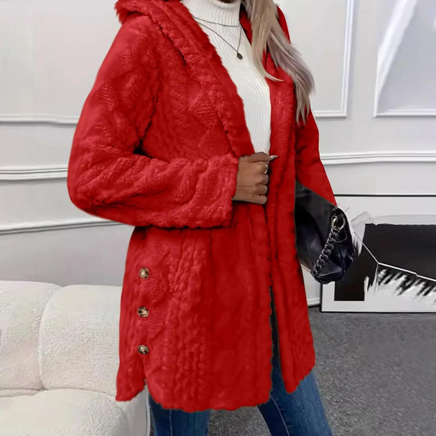 ZDRZK Winter Jackets for Women 2024 Shaggy Faux Shearling Plush Warm Soft Cardigans Long Sleeve Open Front Casual Coats