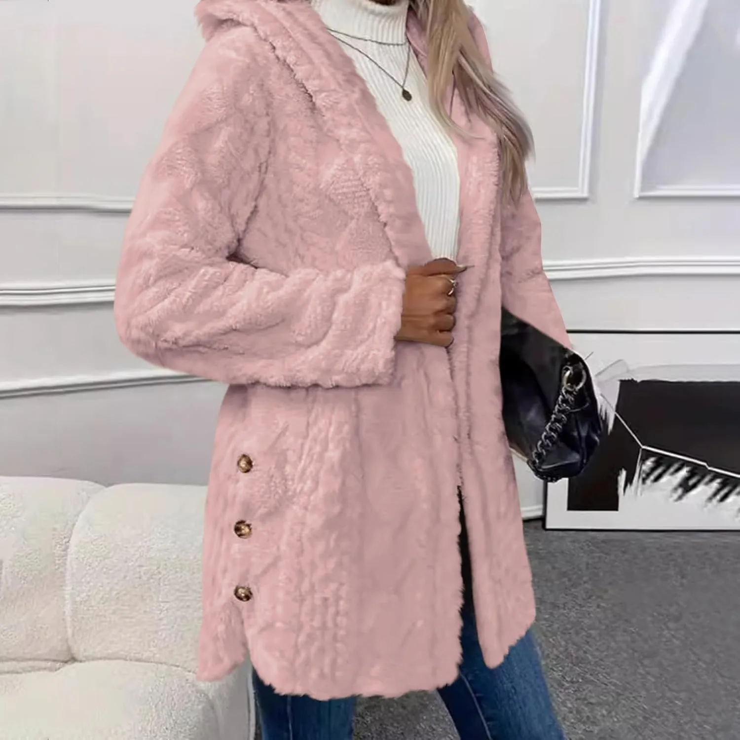 ZDRZK Winter Jackets for Women 2024 Shaggy Faux Shearling Plush Warm Soft Cardigans Long Sleeve Open Front Casual Coats