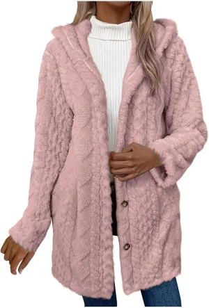 ZDRZK Winter Jackets for Women 2024 Shaggy Faux Shearling Plush Warm Soft Cardigans Long Sleeve Open Front Casual Coats