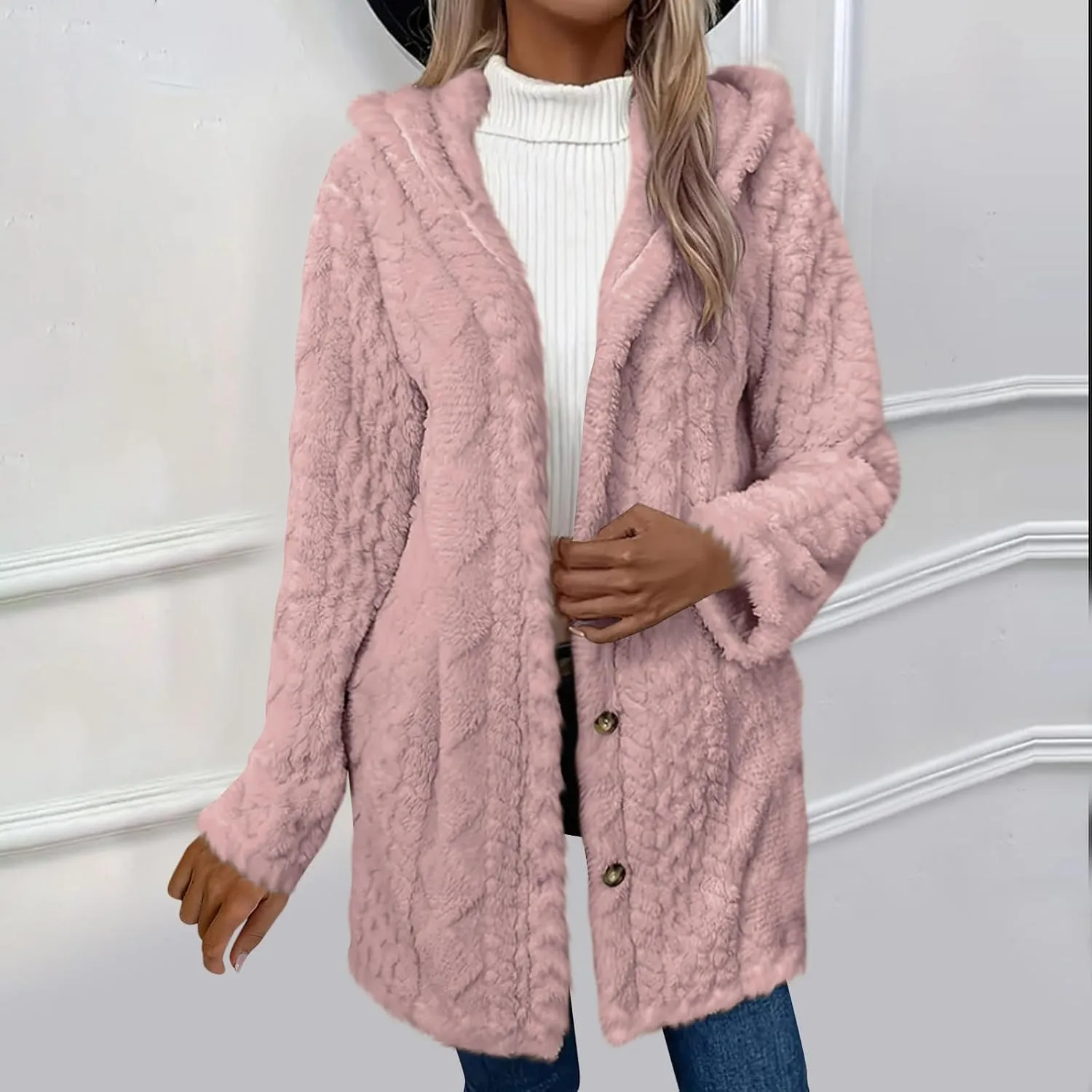 ZDRZK Winter Jackets for Women 2024 Shaggy Faux Shearling Plush Warm Soft Cardigans Long Sleeve Open Front Casual Coats