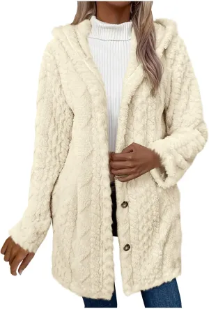 ZDRZK Winter Jackets for Women 2024 Shaggy Faux Shearling Plush Warm Soft Cardigans Long Sleeve Open Front Casual Coats