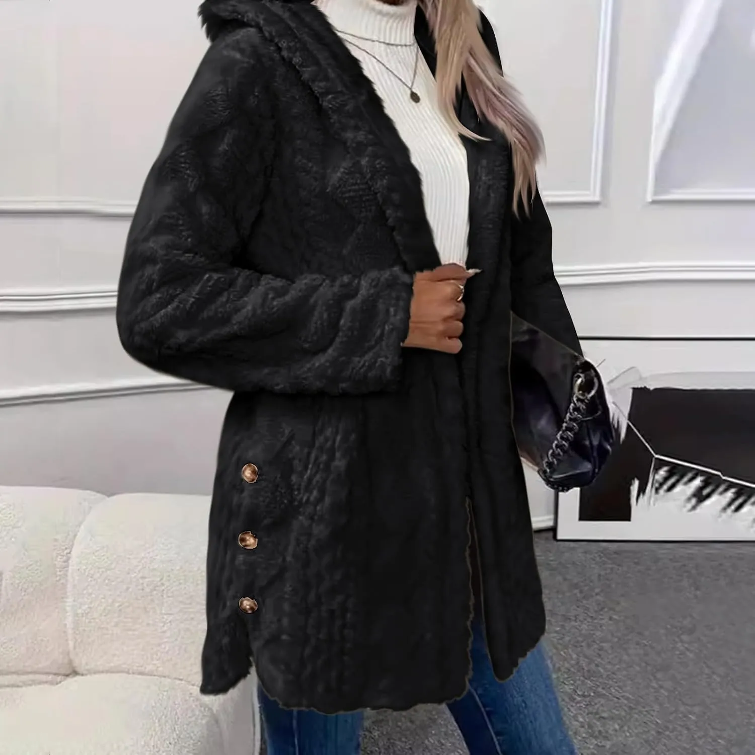 ZDRZK Winter Jackets for Women 2024 Shaggy Faux Shearling Plush Warm Soft Cardigans Long Sleeve Open Front Casual Coats