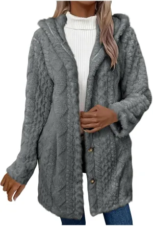 ZDRZK Winter Jackets for Women 2024 Shaggy Faux Shearling Plush Warm Soft Cardigans Long Sleeve Open Front Casual Coats