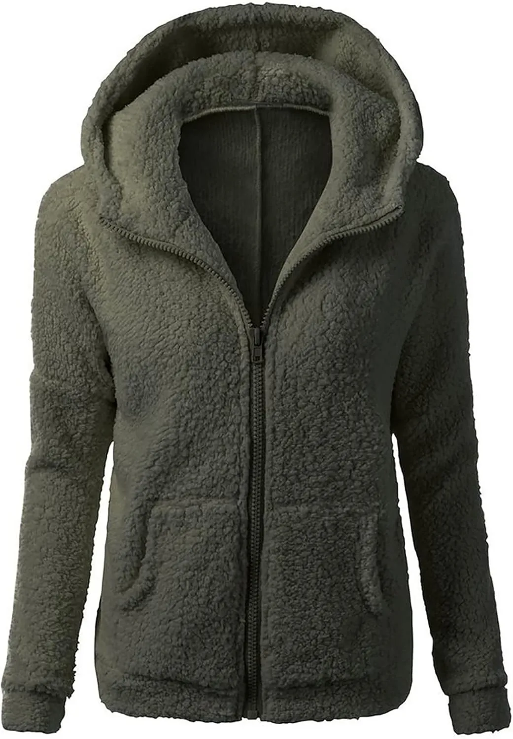 ZDRZK Women's Fur & Faux Fur Jackets & Coats With Plus Size Sherpa Fleece Hooded Shaggy Shearling Fall Winter Coats