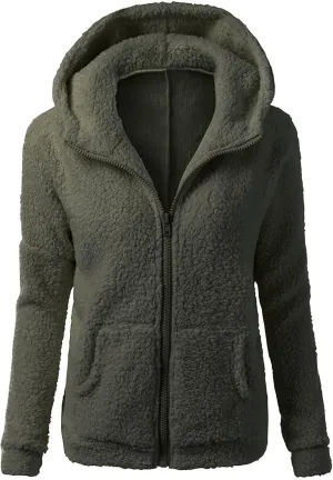 ZDRZK Women's Fur & Faux Fur Jackets & Coats With Plus Size Sherpa Fleece Hooded Shaggy Shearling Fall Winter Coats