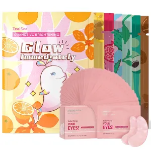 ZealSea Sheet Mask Skin Care (Pack of 7) 20 Pairs Eye Gel Pads Bundle
