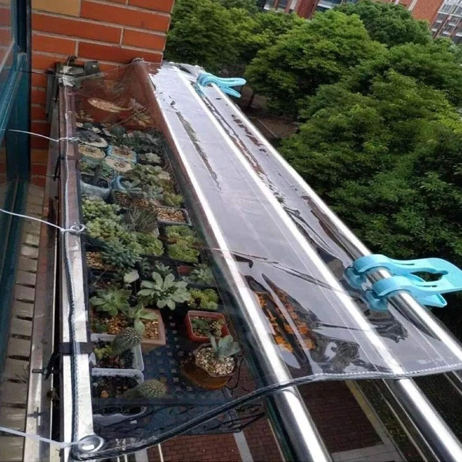 ZHANGQINGXIU Transparent PVC Tarpaulin, Waterproof Tent Cover, 12mil Thickness Tear Resistant Rubber Reinforced Angle Includes Grommets Every 1.6 'on All Sides (Color : Clear, Size : 1x2m)