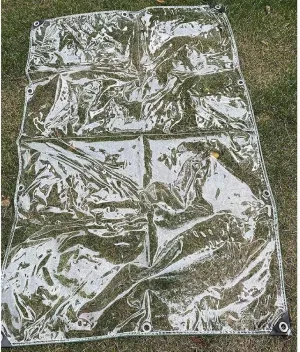 ZHANGQINGXIU Transparent PVC Tarpaulin, Waterproof Tent Cover, 12mil Thickness Tear Resistant Rubber Reinforced Angle Includes Grommets Every 1.6 'on All Sides (Color : Clear, Size : 1x2m)