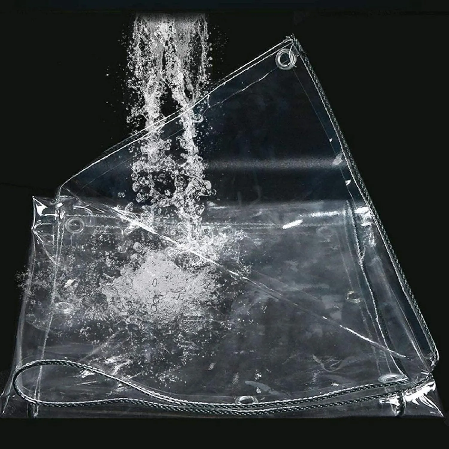 ZHANGQINGXIU Transparent PVC Tarpaulin, Waterproof Tent Cover, 12mil Thickness Tear Resistant Rubber Reinforced Angle Includes Grommets Every 1.6 'on All Sides (Color : Clear, Size : 1x2m)