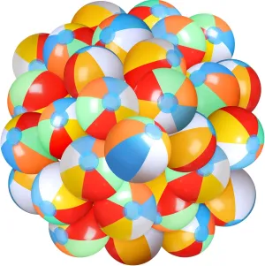 Zhanmai 50 Pack 16 Inch Inflatable Beach Balls Rainbow Color Beach Balls for Kids Party Favors Blow up Swimming Pool Toys for Teens Adults Summer Outdoor Water Games Activities