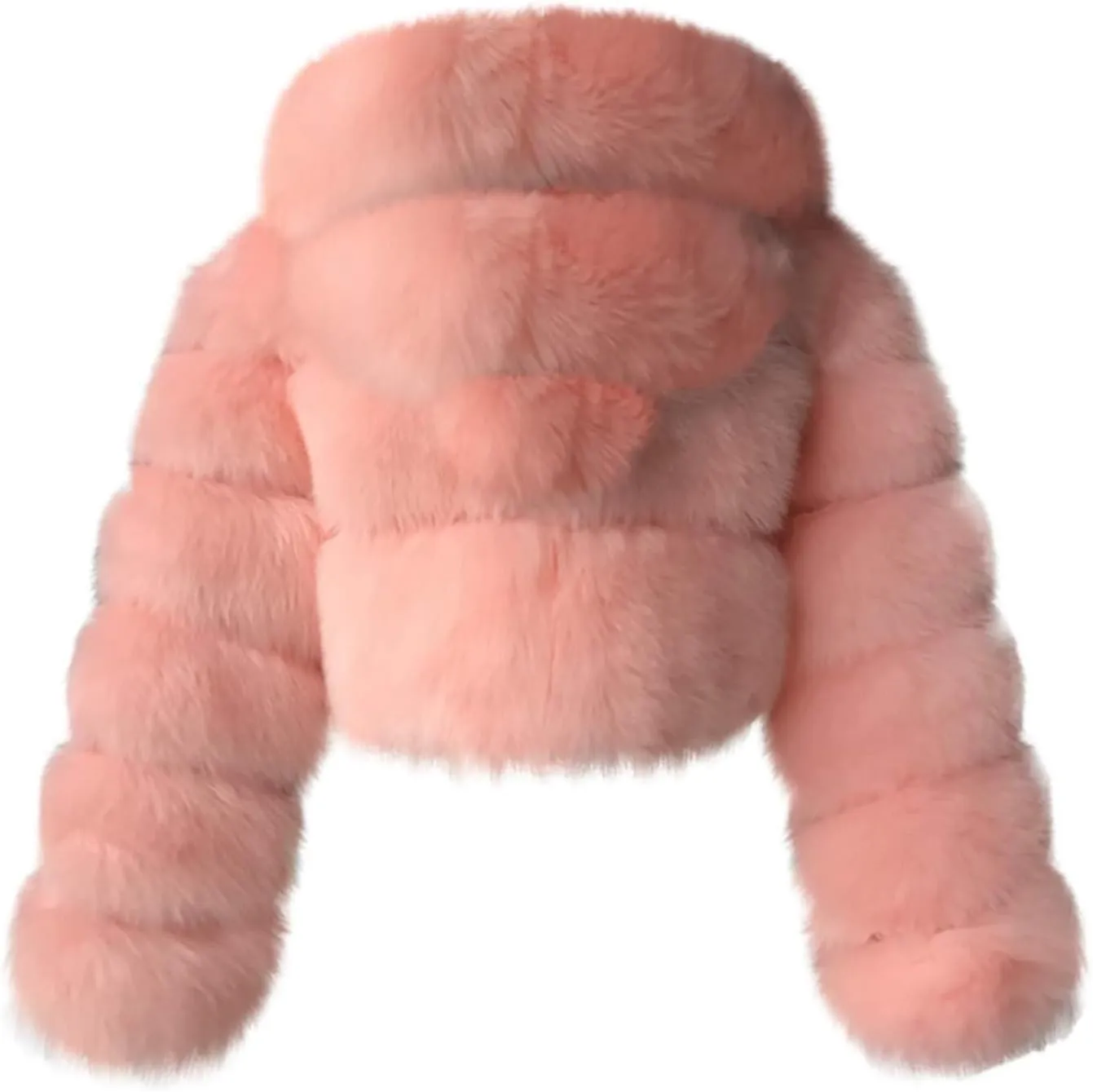 ZHOUYF Women Winter Warm Shearling Jackets Fuzzy Fleece Hooded Overcoat Bubble Fleece Outerwear Fluffy Faux Fur Short Coats