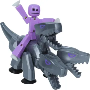 Zing StikBot & Mega Monster Stop-Motion Animation Pack – Exclusive Lavender Purple StikBot   Silver Cerberus Figure, Creative Toy for Kids Age 4 